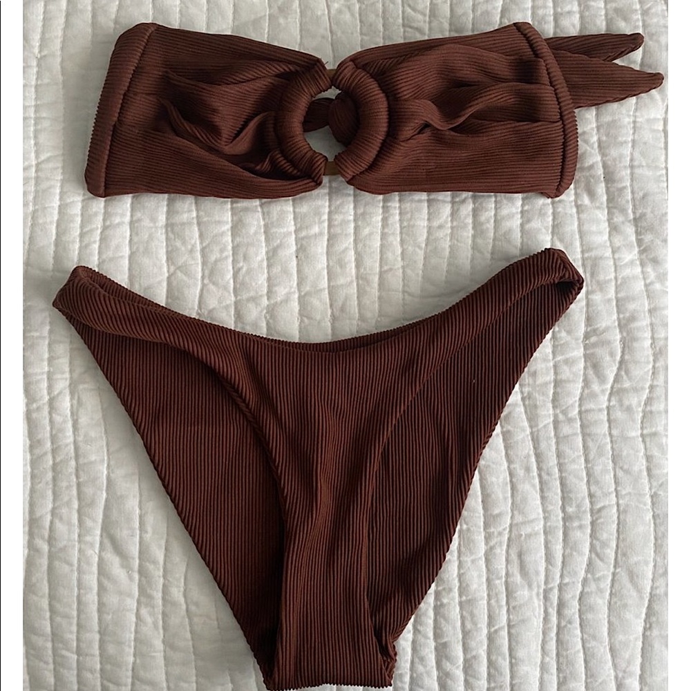 Kulani Kinis Brown Ribbed Bikini Set